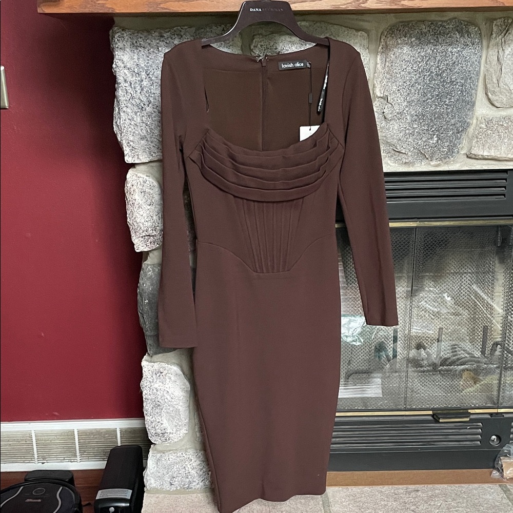 Lavish Alice Cowl Corset Ponte Midi Dress